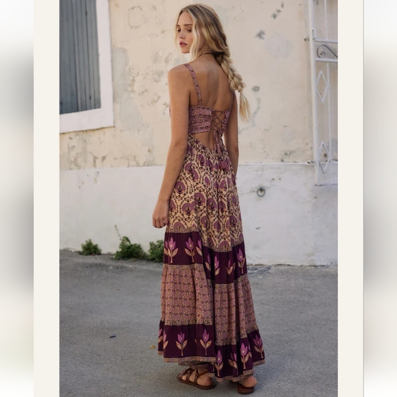 Spell Dresses & Skirts - Spell Chateau Quilted Strappy Maxi Dress In Grape